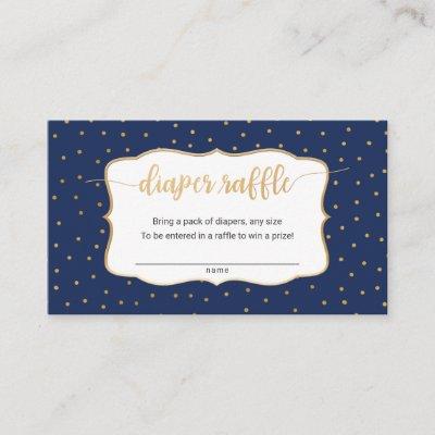 Navy Blue + gold confetti diaper raffle ticket