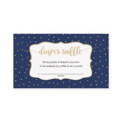 Navy Blue + gold confetti diaper raffle ticket