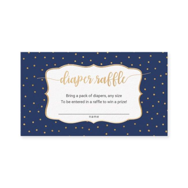 Navy Blue + gold confetti diaper raffle ticket