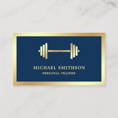 Navy Blue Gold Dumbbell Fitness Personal Trainer