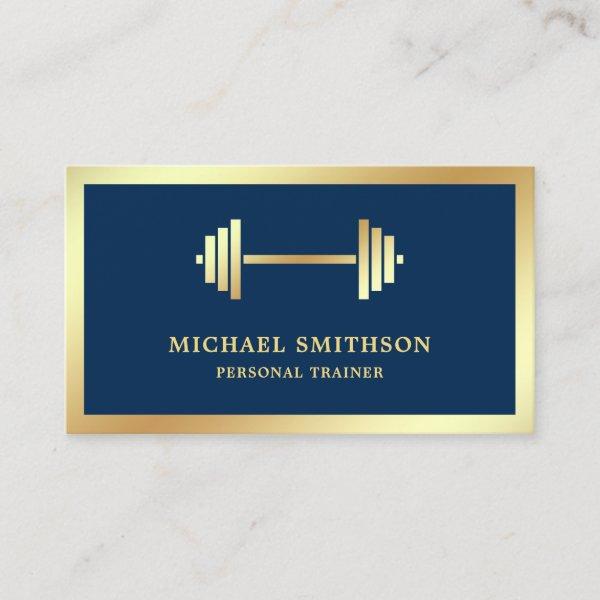 Navy Blue Gold Dumbbell Fitness Personal Trainer