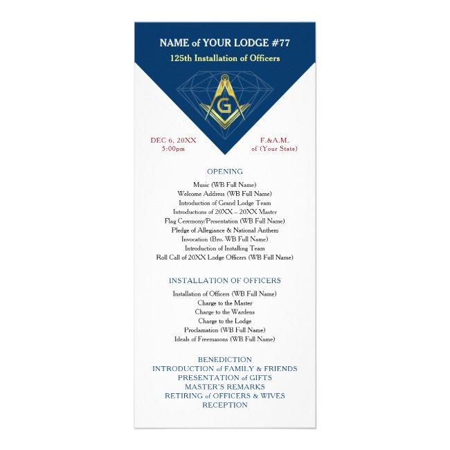 Navy Blue Gold Masonic Installation Template Cards