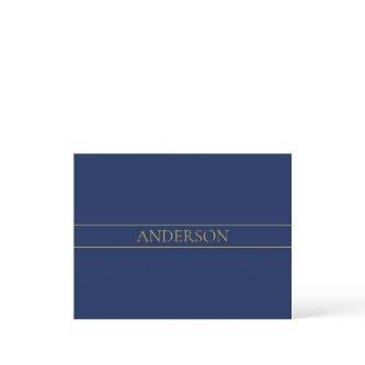 Navy Blue & Gold Name Surname or Business  Postcard