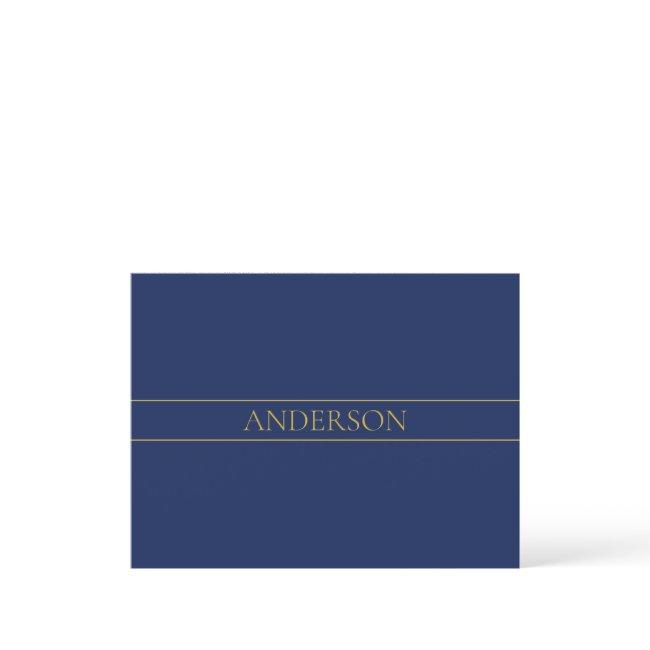 Navy Blue & Gold Name Surname or Business Postcard