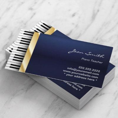 Navy Blue Gold Stripe Music Piano Teacher