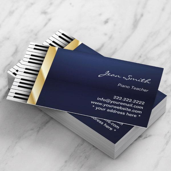 Navy Blue Gold Stripe Music Piano Teacher
