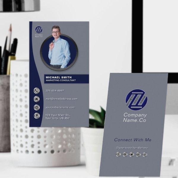 Navy Blue Gray Minimal Display Photo Professional
