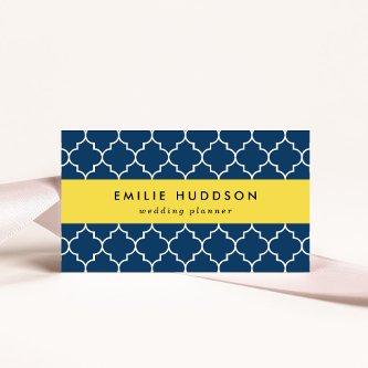 Navy Blue Latticework, Quatrefoil, Trellis