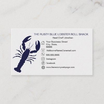 NAVY Blue Lobster Seafood Black Simple Nautical