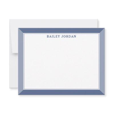 Navy Blue Men's 2-Tone Professional Stationery Note Card