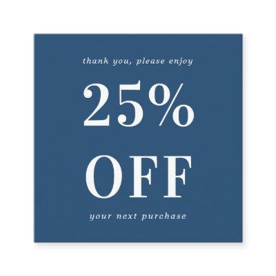 Navy Blue Modern Bold Typography Small Business Discount Card