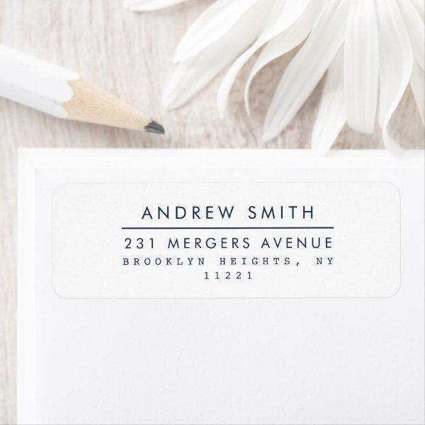 Navy Blue Modern Line Simple Formal Minimalist Label