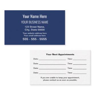 Navy Blue Modern Professional Appointment Card