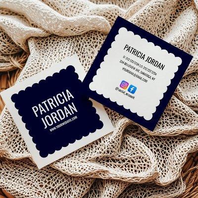 Navy Blue modern Wave Simple Social Media Icon Square
