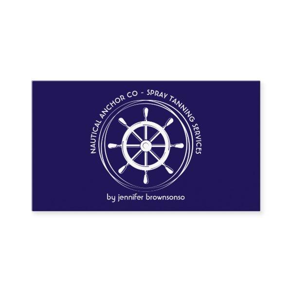 Navy Blue Nautical Ship Wheel