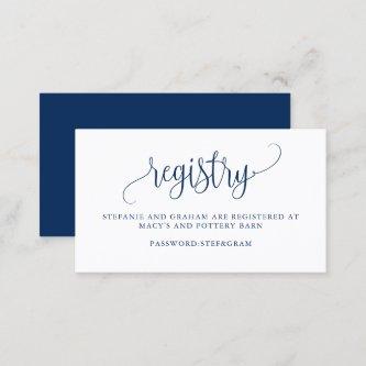 Navy Blue Pretty Script Wedding Gift Registry