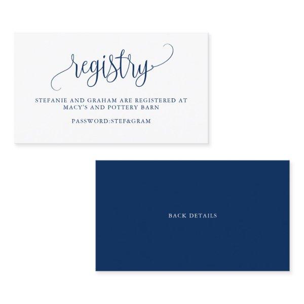 Navy Blue Pretty Script Wedding Gift Registry