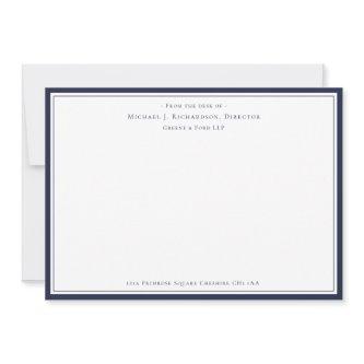 Navy Blue Professional Monogram From The Desk of Note Card