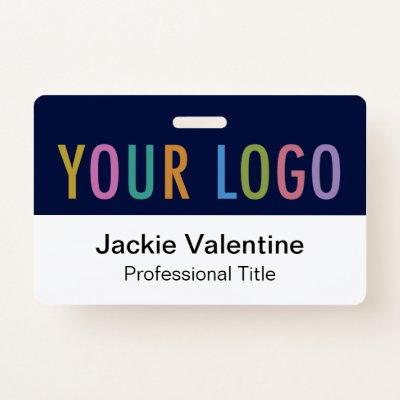 Navy Blue PVC Badge Horizontal Logo Staff Name Tag
