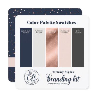 Navy Blue & Rose Gold Color Palette Swatch Card