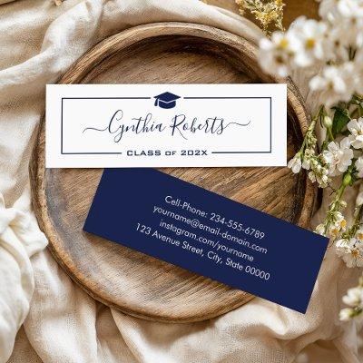 Navy Blue Script Classy Graduate Graduation Mini