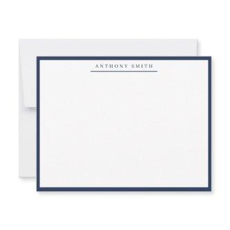 Navy Blue Simple Line Modern Professional Minimal Note Card