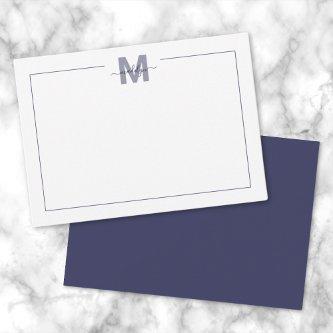 Navy Blue Simple Minimalist Name Monogram Note Card