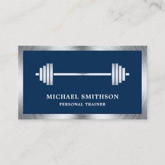 Navy Blue Steel Barbell Fitness Personal Trainer