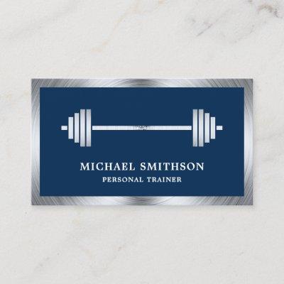 Navy Blue Steel Barbell Fitness Personal Trainer