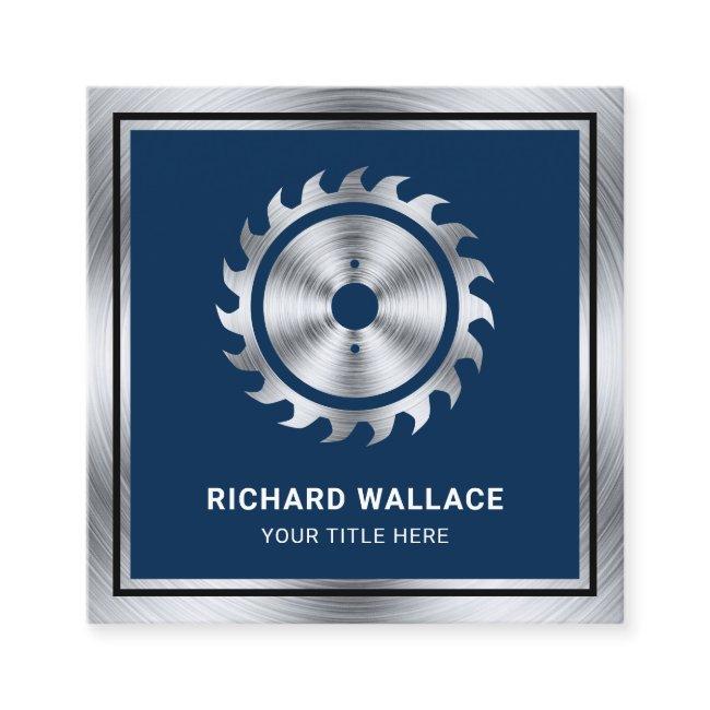 Navy Blue Steel Circular Saw Handyman Carpenter Square