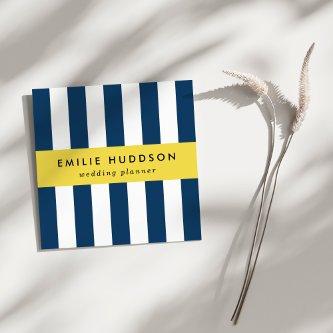 Navy Blue Stripes, White Stripes, Striped Pattern Square