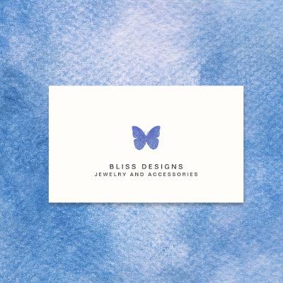 Navy Blue Watercolor Butterfly Logo Simple