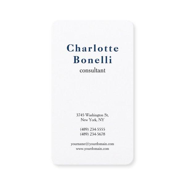 Navy Blue White Modern Minimalist Professional