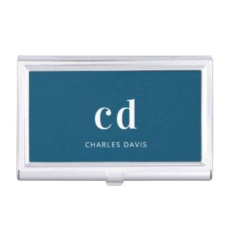 Navy Blue white monogram initails name minimalist  Case