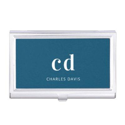 Navy Blue white monogram initails name minimalist  Case