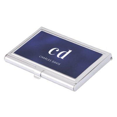 Navy blue white monogram initials minimalist  case