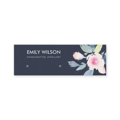 NAVY BLUSH BLUE FLORAL STUD EARRING DISPLAY LOGO MINI