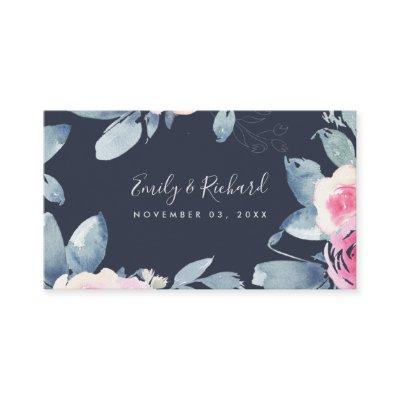 NAVY BLUSH BLUE FLORAL WATERCOLOR WEDDING WEBSITE