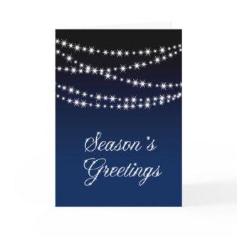 Navy Corporate Holiday Card with Twinkle Lights