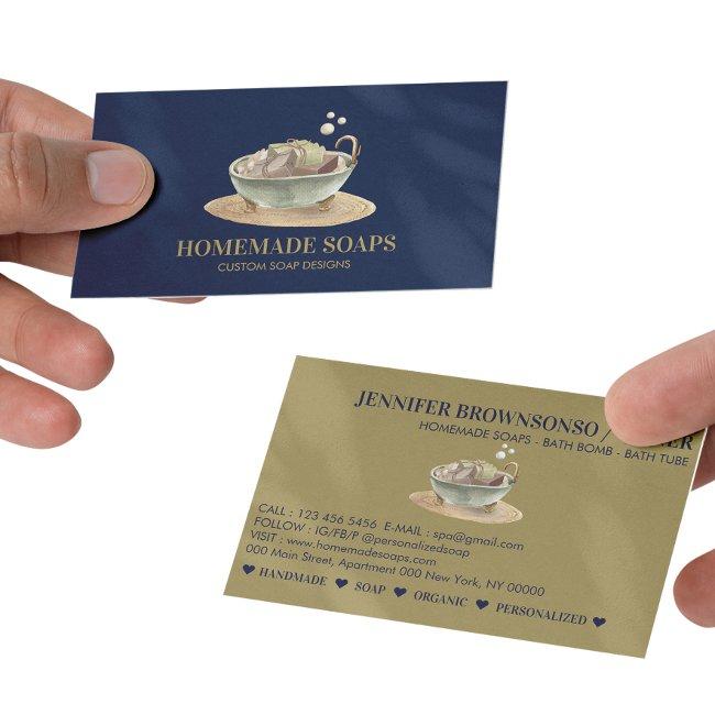 Navy Gold Bath Tub Bubbles Soy Wax Soap