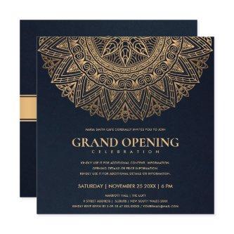 NAVY GOLD CLASSIC ORNATE MANDALA GRAND OPENING INVITATION