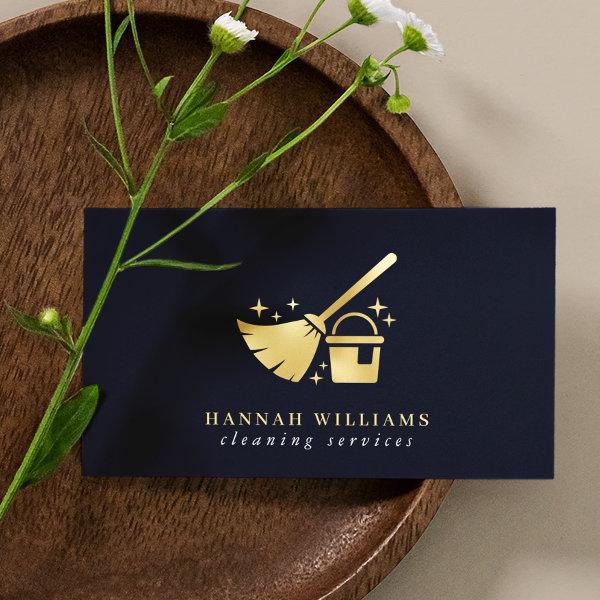 Navy & Gold House Cleaning Services