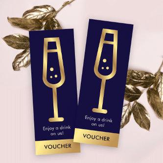 Navy & Gold Logo Elegant Event Free Drink Voucher Mini