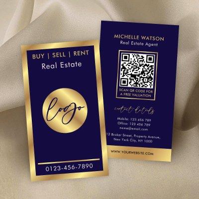 Navy & Gold Logo Modern Notary Real Estate QR Code
