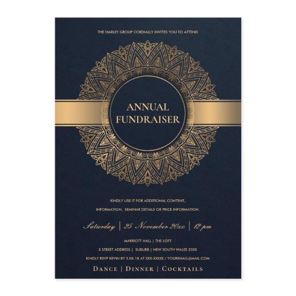 NAVY GOLD ORNATE MANDALA CORPORATE PARTY EVENT INVITATION