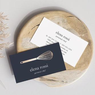 Navy & Gold Whisk Logo | Chef Catering Bakery