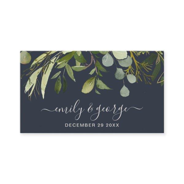 NAVY GREEN FOLIAGE WATERCOLOR WEDDING WEBSITE