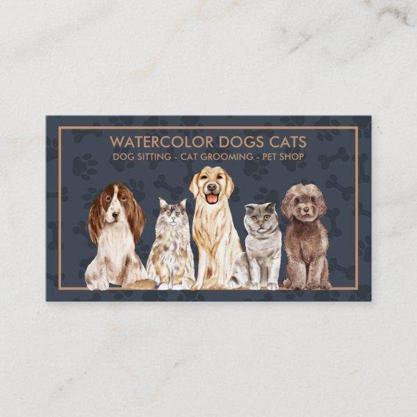 Navy Illustration Paws Dogs Cats Pet