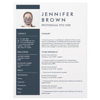 Navy Minimal resume cv with photography