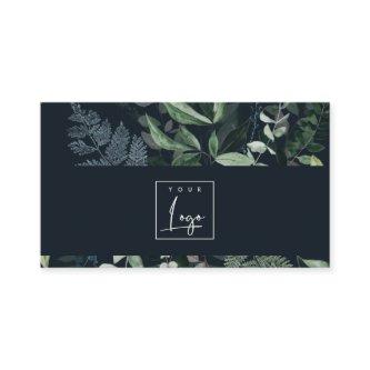 Navy Modern Green Leafy Tropical Foliage Fern Logo